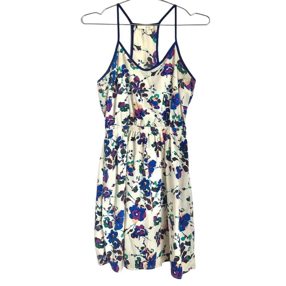 Lush Cream Watercolor Floral Racerback Tank Dress Size XS